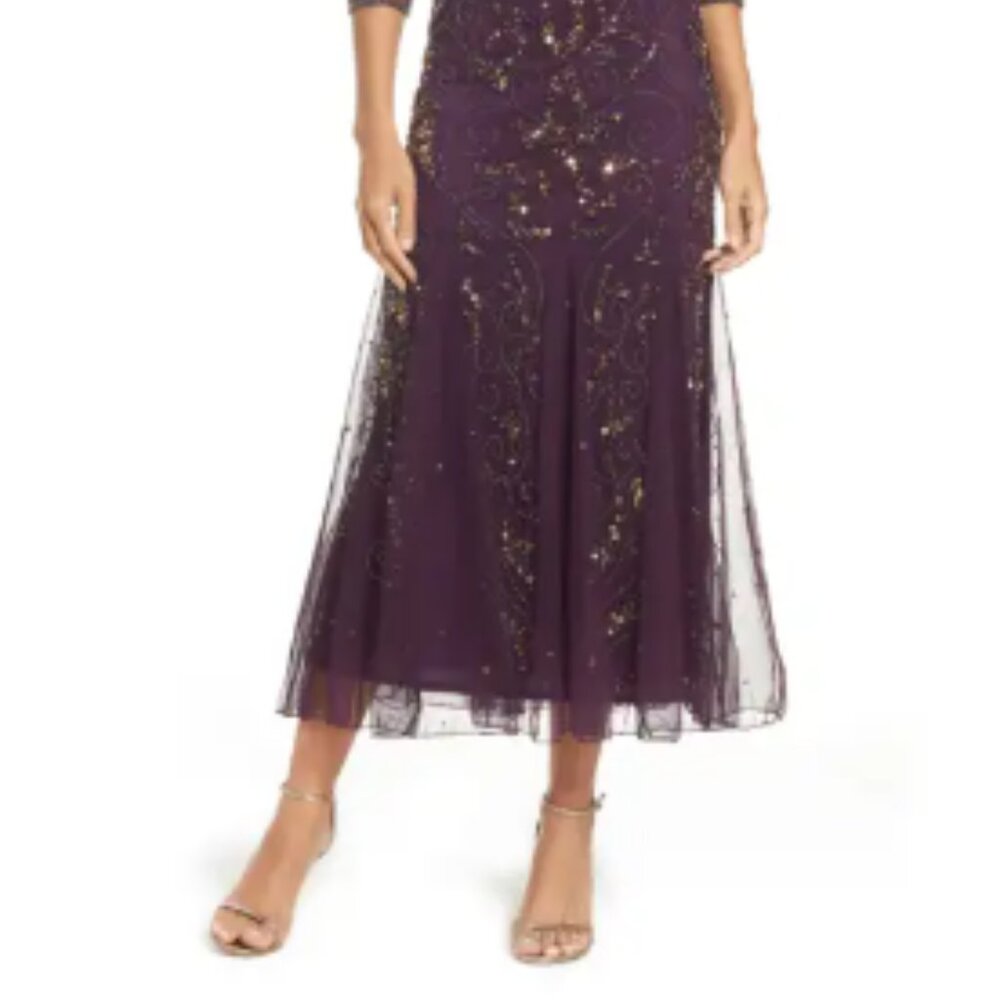 Embelished Gold and Purple Formal Dress